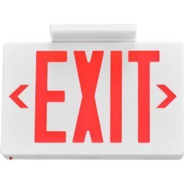 Global Equipment LED Exit Sign, Red Letters, Universal Mount, White, 1 or 2 Sides JEE2RWE